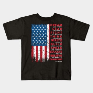 Dream Like Martin Vintage USA Flag Gift Kids T-Shirt